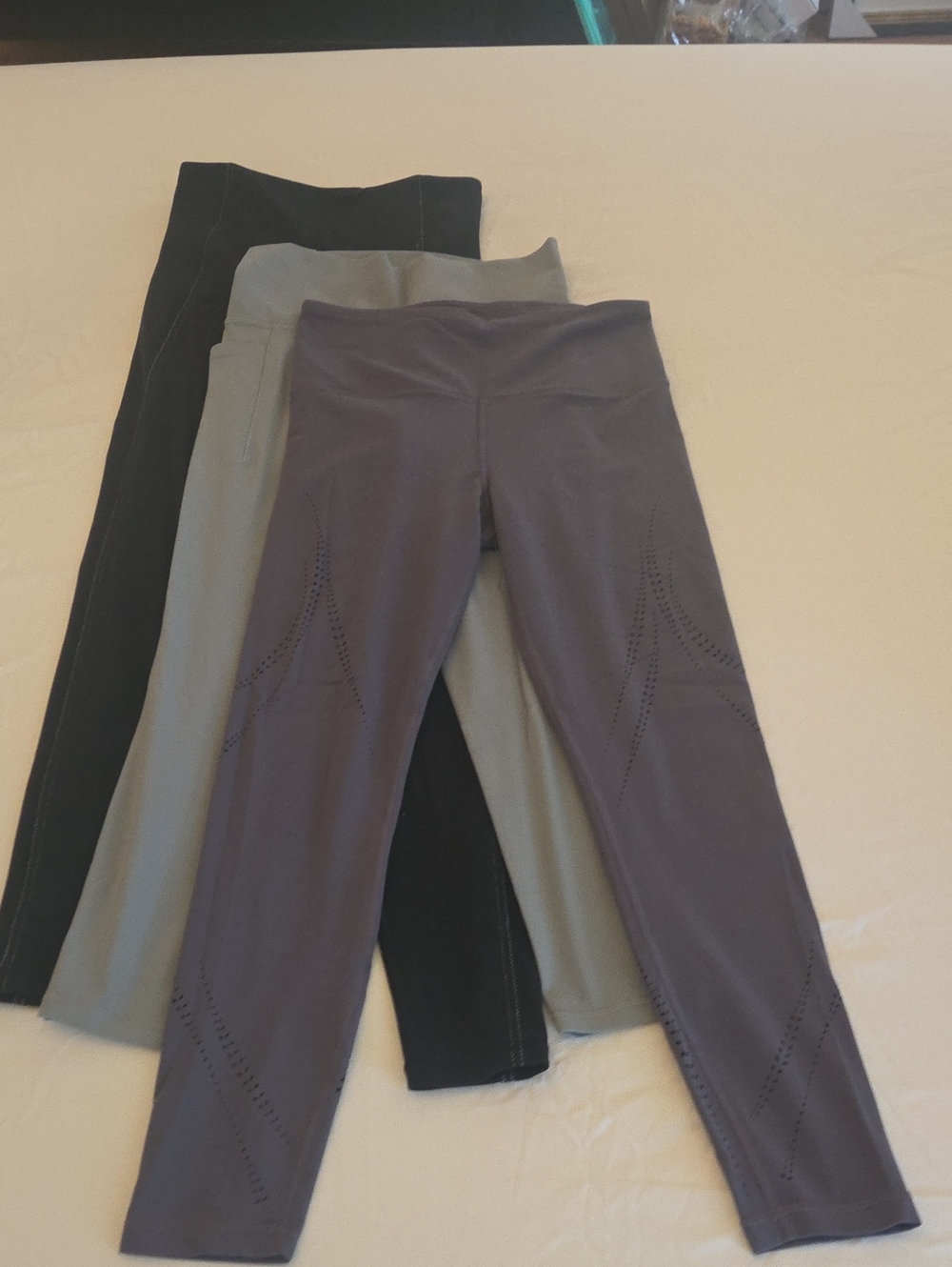 Athleta 3 Pack Performance Leggings - Size S - Black, Purple, Grey